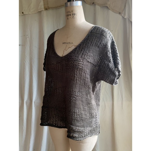 Eileen Fisher Olive Green Cotton Metallic Stitch Sweater NWT - Picture 5 of 8